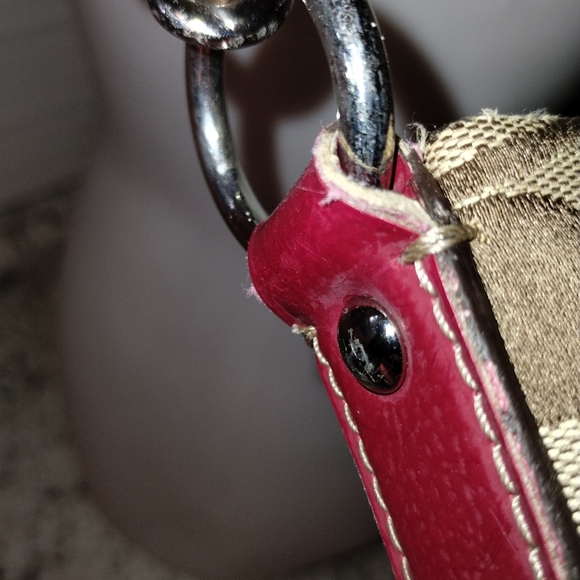 Coach Brown and Red Shoulder Bag with Signature Monogram - Picture 10 of 15